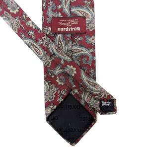 Robert Talbott Nordstrom Silk Paisley Tie Red Blue Gold 63.5x3